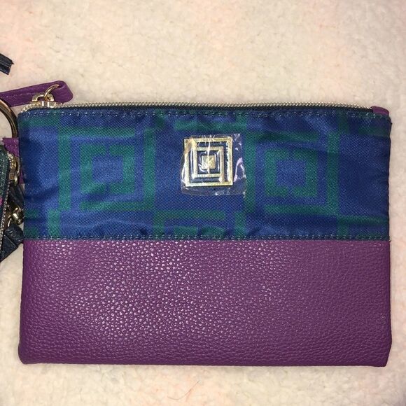 Liz Claiborne Navy Fuchsia Purple Plaid Monogram Travel Bag Set of 3 - Picture 8 of 12